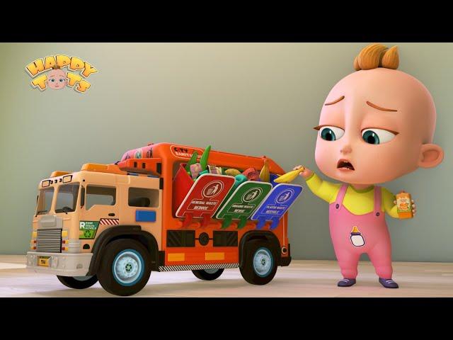 Wheels On The Garbage Truck | Nursery Rhymes For Kids - Happy Tots