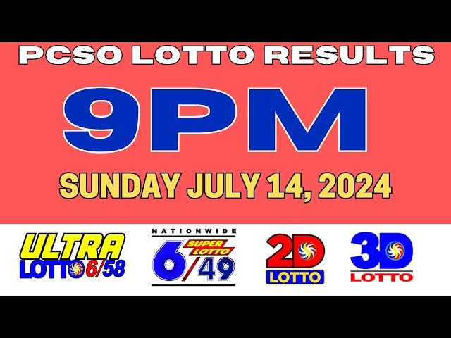 (PCSO LOTTO RESULTS) 9PM DRAW - 6/58, 6/49 JULY 14, 2024