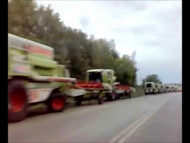 Claas combines next to road Penza region Russia