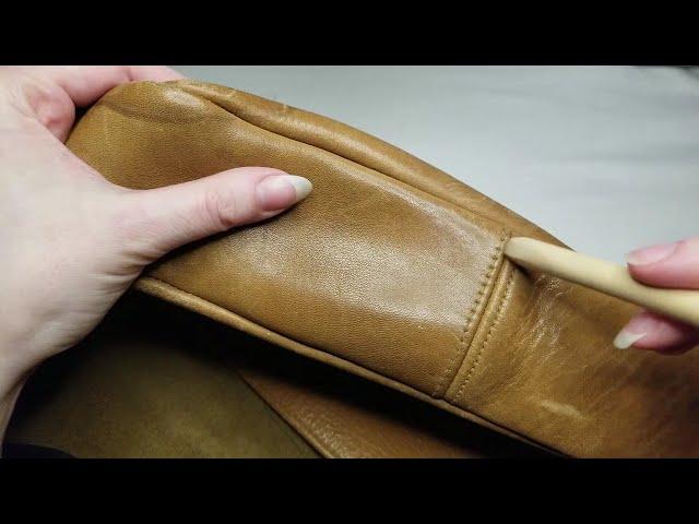 Examination ASMR | Leather Thrift Store Art Bag Inspection - No Talking