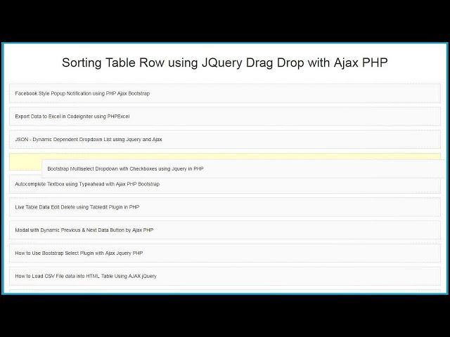 Sorting Table Row using JQuery Drag Drop with Ajax PHP