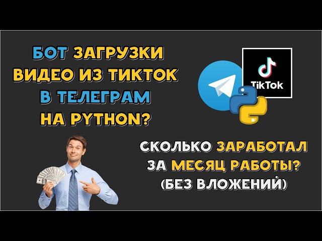 TELEGRAM BOT загрузки ВИДЕО из TikTok на Python БЕСПЛАТНО | Какой РЕЗУЛЬТАТ за МЕСЯЦ? (AIOGRAM)