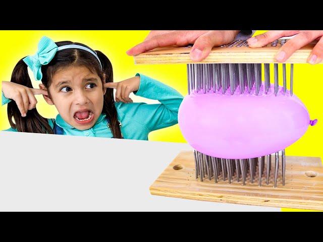 Ellie Eva & Eric Learn Science with Balloon Pop Experiments for Kids