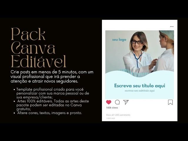 Pack Canva Clínica e Saúde – Com 20 Posts editáveis no Canva #canva #canvadesigner