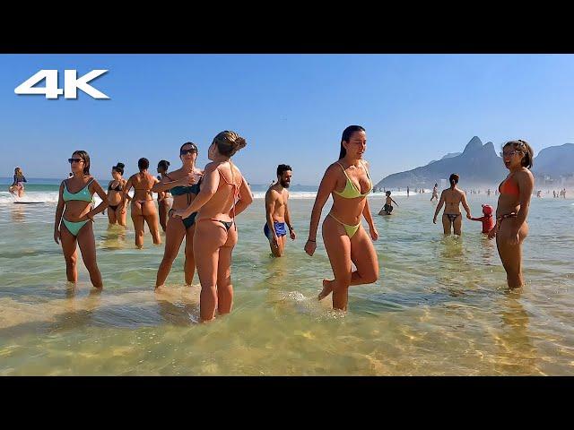  4K Heatwave in Rio, nice Sunday on Ipanema Beach | Brazil Beach Walk