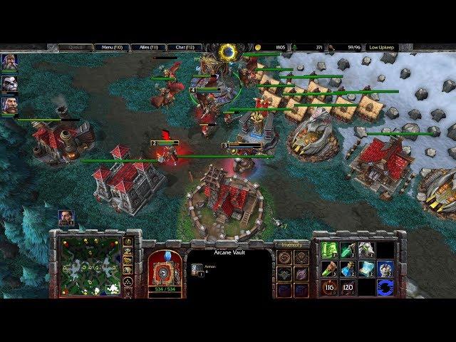 Warcraft 3 Reforged Beta Gameplay, Human with Panda 1v2, 1080p60, Max Settings