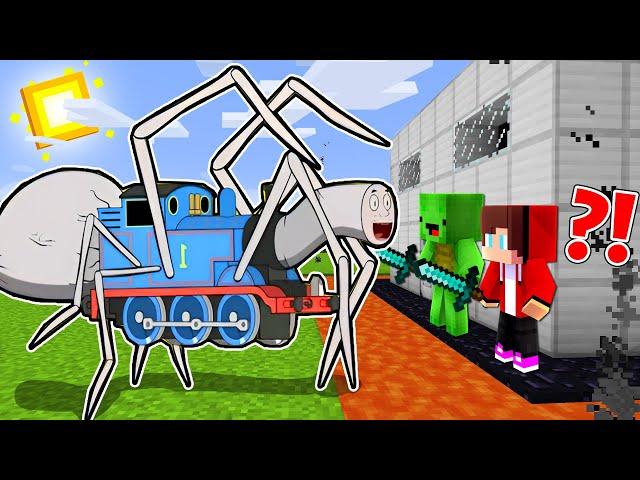 THOMAS SPIDER TRAIN vs The Most Secure House - Minecraft gameplay by Mikey and JJ (Maizen Parody)