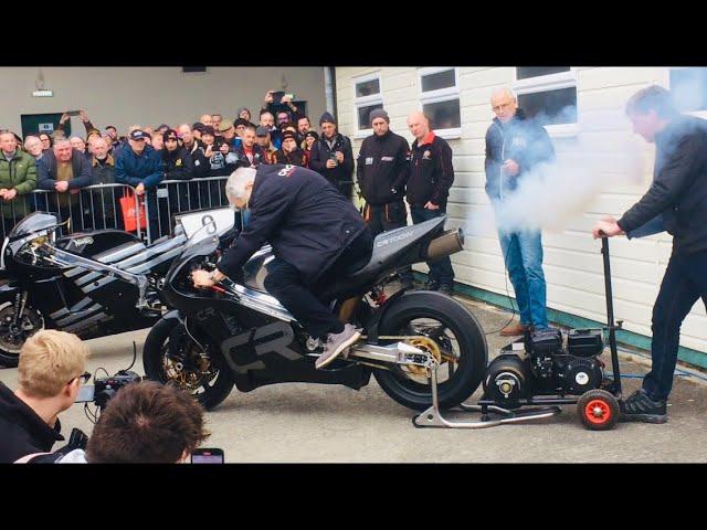 CRIGHTON CR700W Rotary Engine Start-Up & Rev-Up Exhaust Sound at THE BRISTOL CLASSIC MOTORCYCLE SHOW