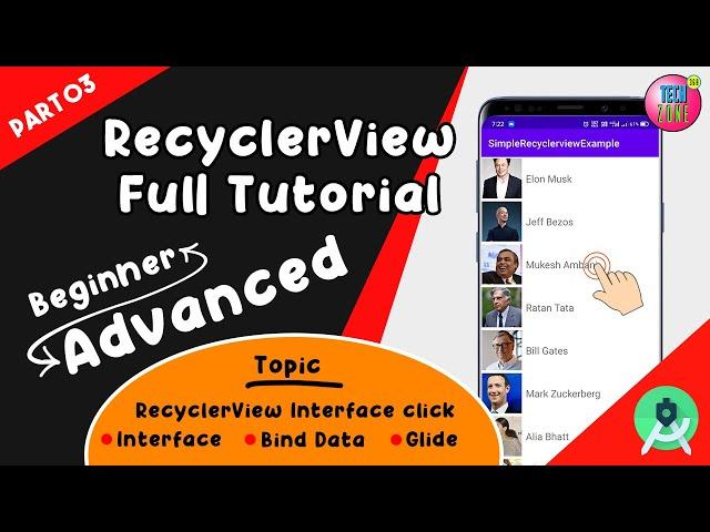 Part 03 | How to implement RecyclerView OnClickListener with interface, glide tutorial | 2021