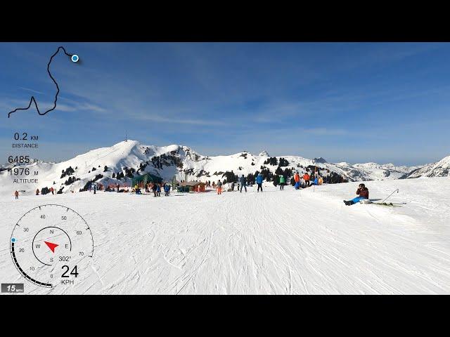 [5K] Skiing Villars, Blue Route Chaux Ronde to Roc d’Orsay, Vaud Switzerland, GoPro HERO9 Wide GPS
