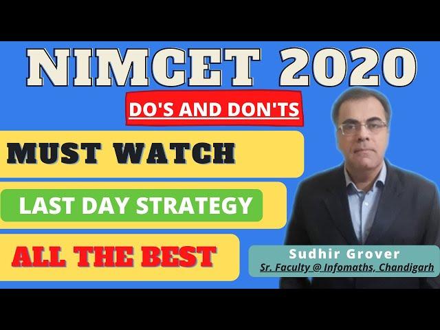 Do's And Don'ts In NIMCET 2020 Exam |Straight Approach |