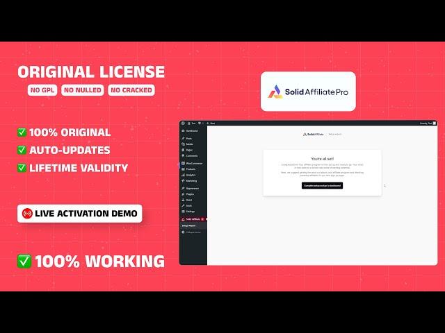 Solid Affiliate Pro with License Key | WooCommerce Affiliate Plugin | Cheap Original License Key