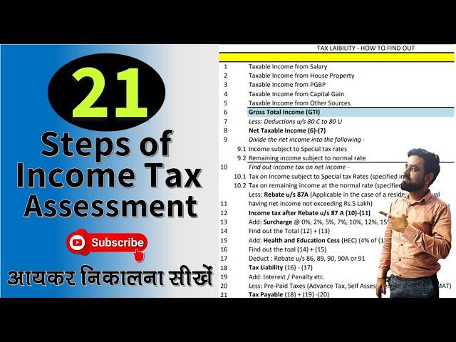 आयकर निकालना सीखे । 21 Steps of Income Tax Assessment | Calculate Tax Step by Step