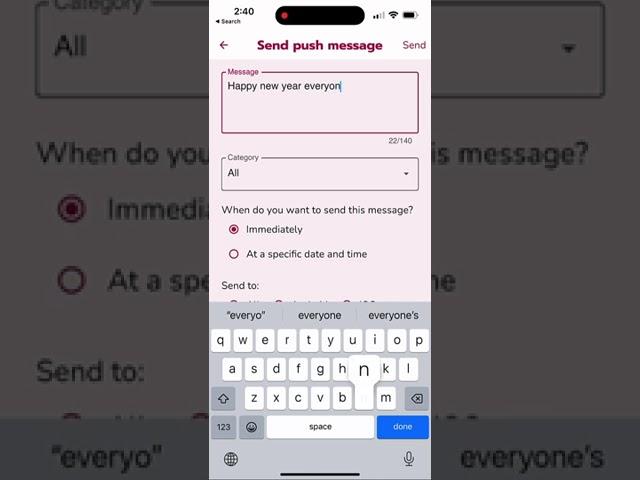 Send push message from your own mobile app