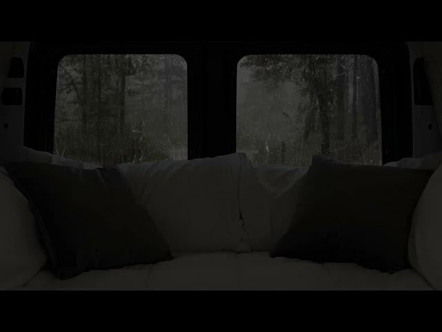 8 hours in a van in the pouring rain and thunderstorm for rest and sleep car camping