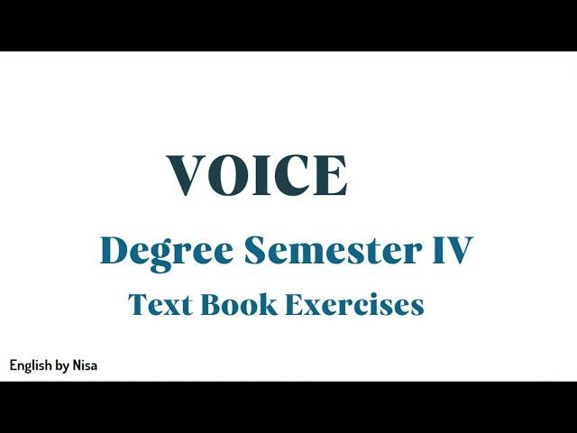 Degree Iv Semester Voice Text book exercises || Osmania University