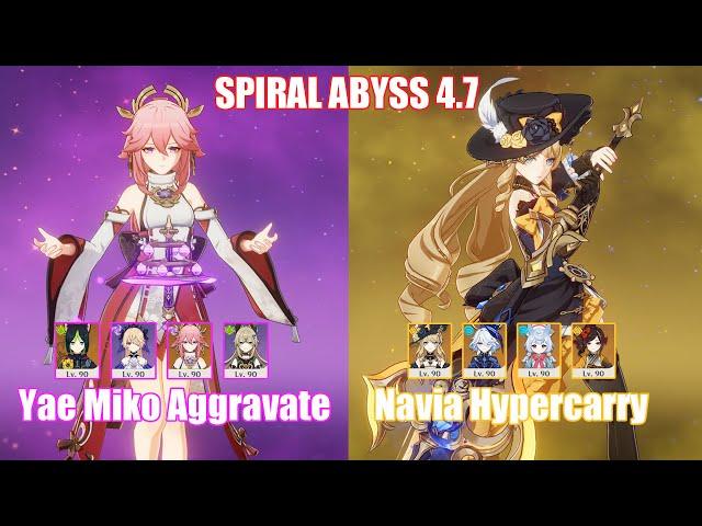 C0 Yae Miko Aggravate & C0 Navia Hypercarry | Spiral Abyss 4.7 | Genshin Impact