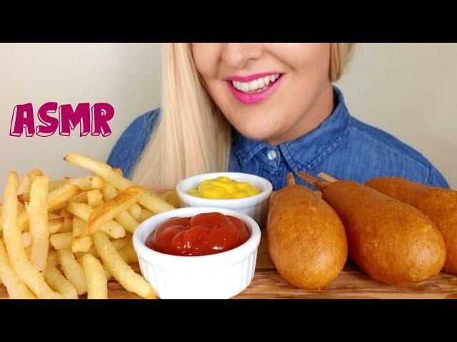 Crispy CORN DOGS and FRENCH FRIES ASMR Eating Sounds *No Talking