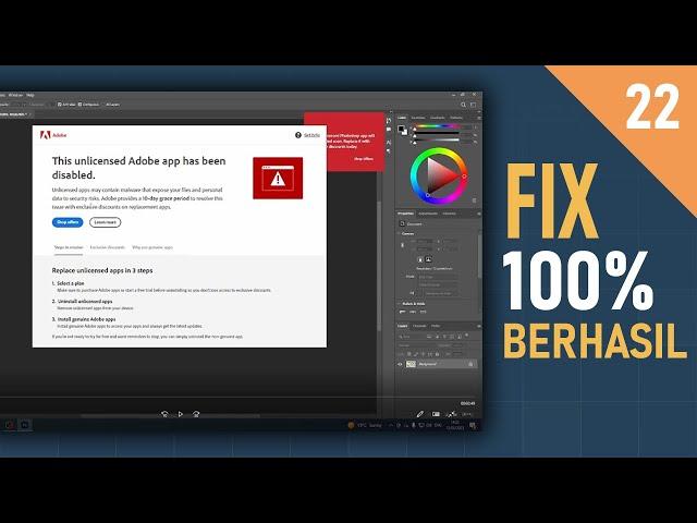 FIX(100% Work) Cara Mengatasi "This unlicensed Adobe App Has Been Disabled" Terbaru 2024