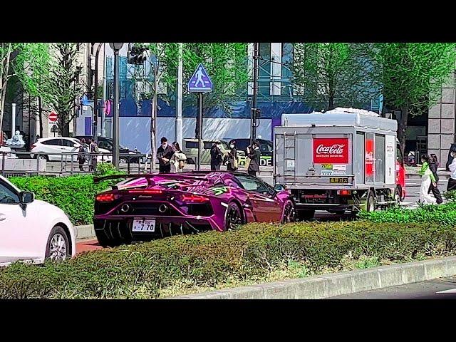 CRAZY loud exhaust LAMBORGHINI Aventador SVJ  in Japan - V12 Raw pop Sound!