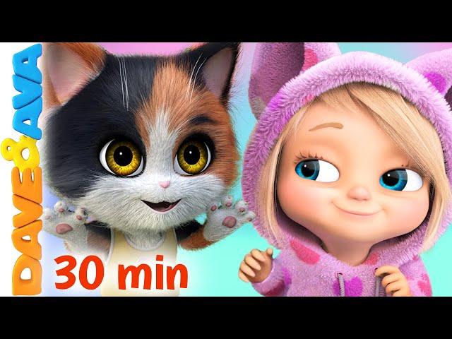  Five Little Kittens Jumping on the Bed | Nursery Rhymes |Five Little Ladybugs | Dave and Ava 