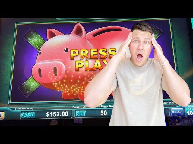 My First FULL SCREEN PIG On Piggy Bankin Slot Machine!