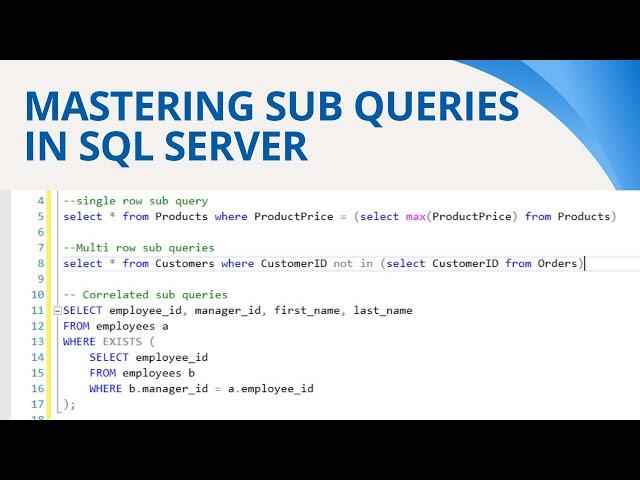 50 Subqueries in sql server