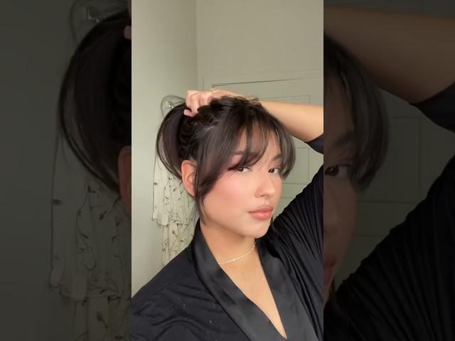 Cutting wispy bangs￼ at home ️