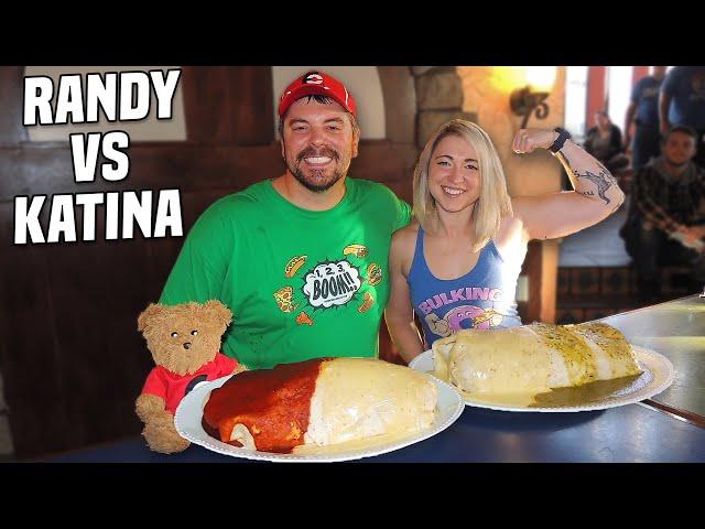 5lb Steak & Chicken Queso Burrito Challenge in My Hometown w/ @KatinaEatsKilos