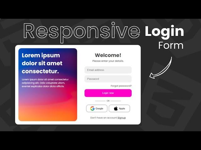 Modern Responsive Login Form Using CSS Grid & Flexbox | CSS Forms Tutorial