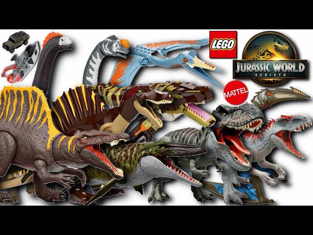 LEGO SPINOSAURUS, MOSASAURUS & MORE!! | Mattel Jurassic World Rebirth Trailer T Rex & D Rex