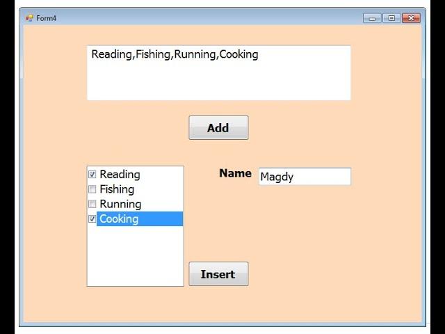 Visual Basic.net: How to insert all items CheckedListBox with checkstate to sql database