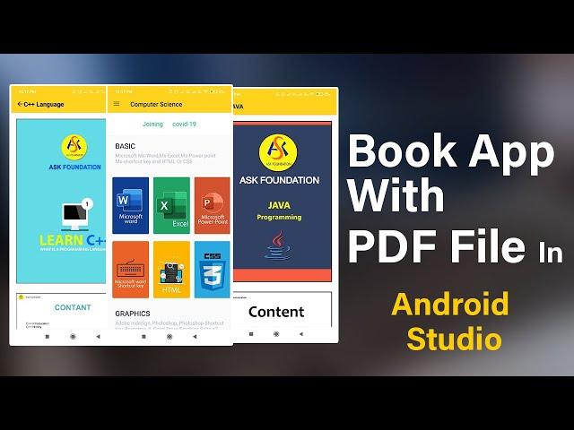 How To Create Book App With PDF File In Android Studio ||  Source Code