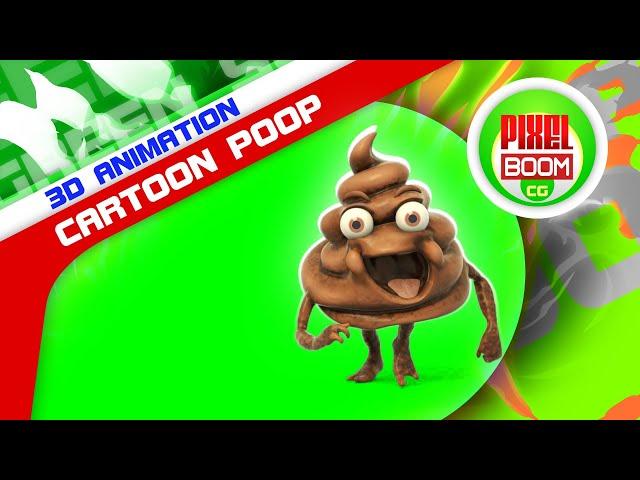 Green Screen Cartoon Poop 3D Animation - PixelBoomCG