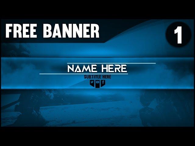 Free Gaming YouTube Banner Template #1 (Professional Look & Colour Customisation)