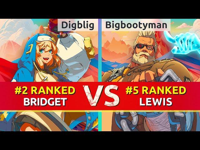 GGST ▰ Digblig (#2 Ranked Bridget) vs Bigbootyman445 (#5 Ranked Goldlewis). High Level Gameplay