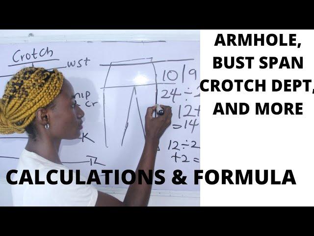 FORMULAR AND DISTANCE CALCULATIONS.  ARMHOLE FORMULAR  BURST SPAN FORMULAR, CROTCH DEPTH FORMULAR