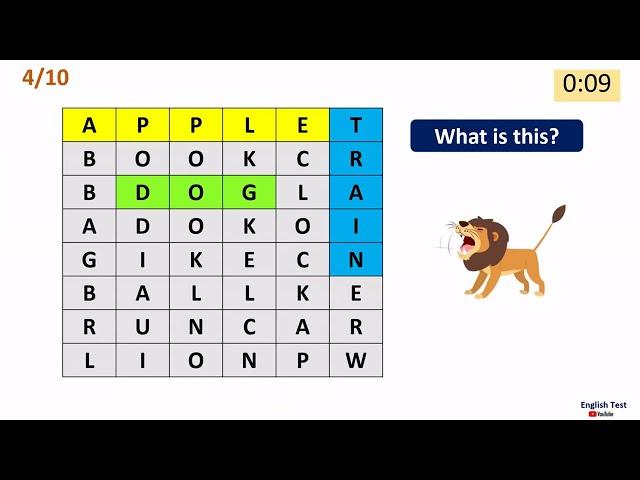 English Word Search Game for Kids