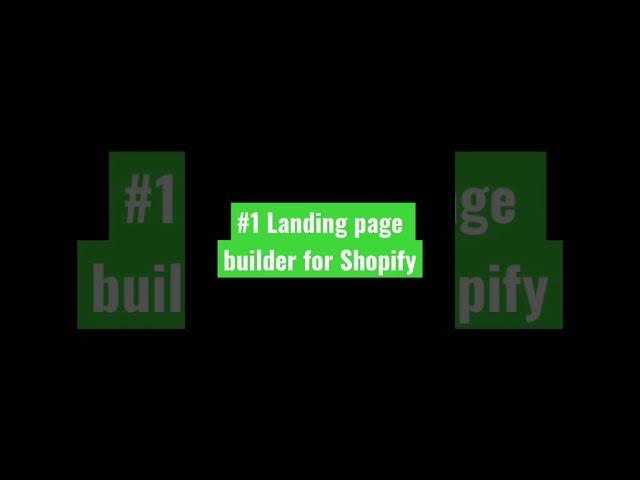 Best Landing Page Builder #shopify