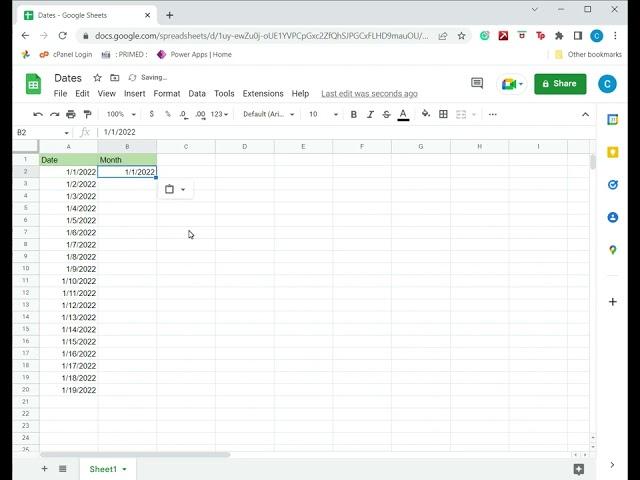 How to autofill dates in Google Sheets