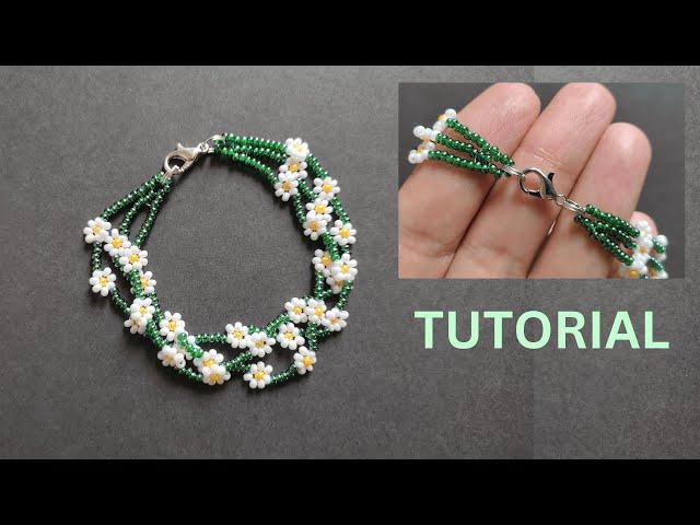 Diy how to make a daisy flower bracelet, easy beading tutorial