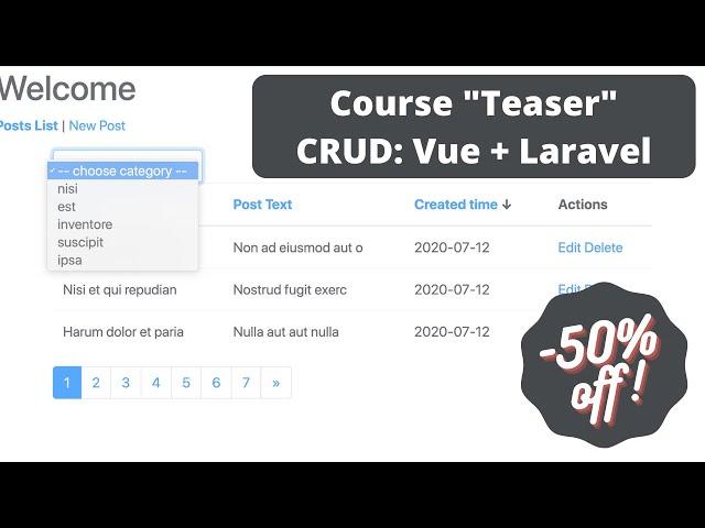 Upcoming Course: "Vue + Laravel CRUD SPA"