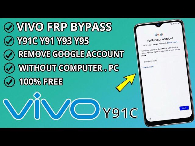 VIVO Y91C (1820) Frp Bypass Without PC | How To Remove vivo Y91i Y93 Y95 Google Account ️