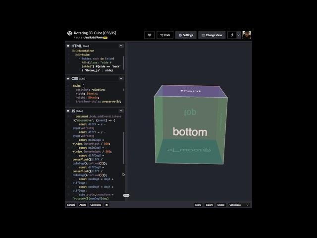 [HTML/CSS/JS] Animated 3D cube