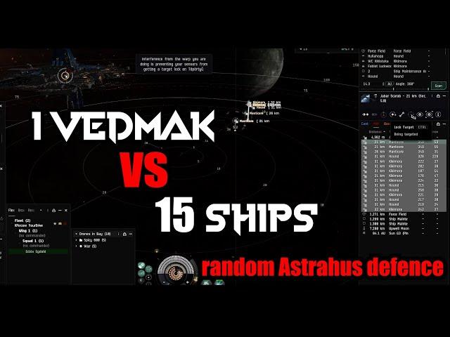 1 Vedmak vs 15 enemies! Defending random Astrahus eviction  - EVE Online, PVP, Skirmish, SOLO