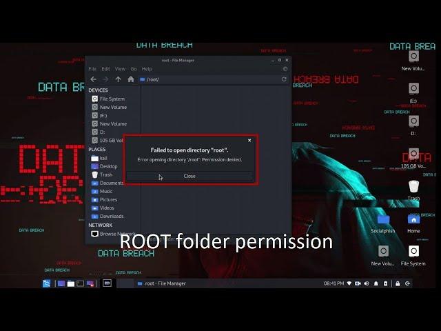 Kali Linux-solve “root folder permission denied “ file access in kali root permission #kali #linux