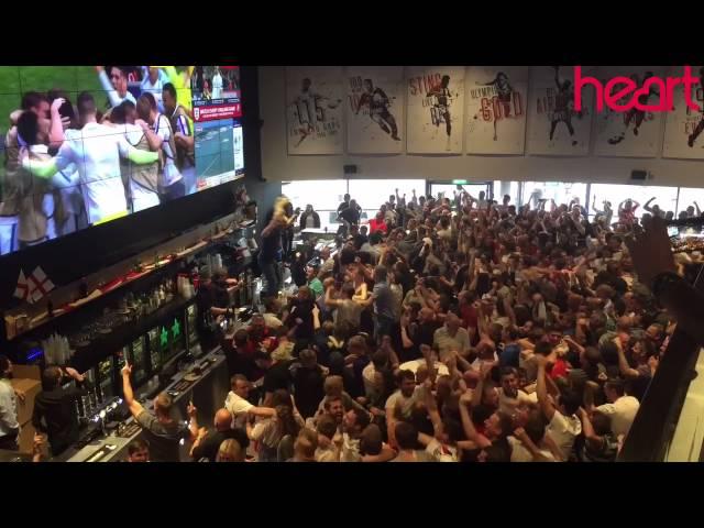 Fans at Ashton Gate Stadium, Bristol,  celebrate England winner against Wales at Euro 2016