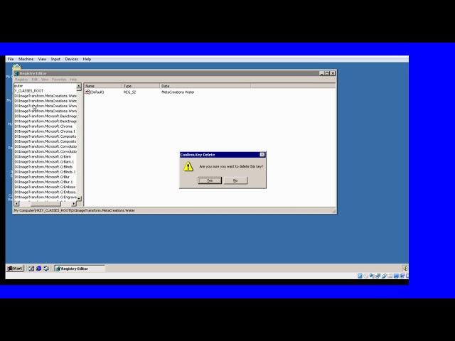 What happens when you delete HKEY_CLASSES_ROOT on Windows 2000