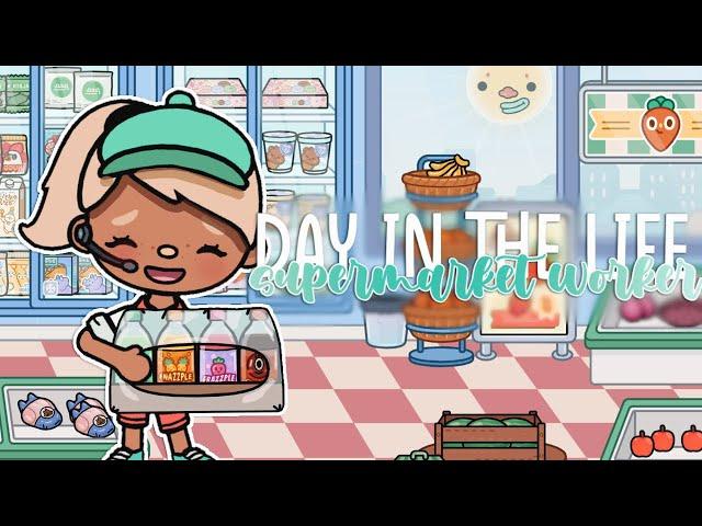 Day In The Life As A SUPERMARKET WORKER  | *with voice* | Toca Boca Roleplay