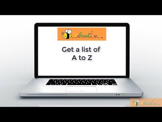 Get a list of A to Z in Excel